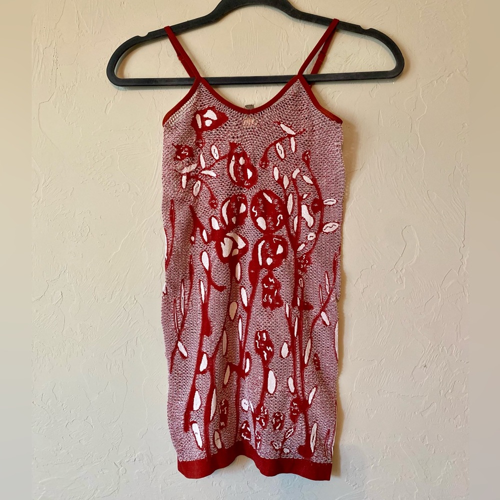 Gimmicks by BKE burgundy mesh stretchy tank top XS-S